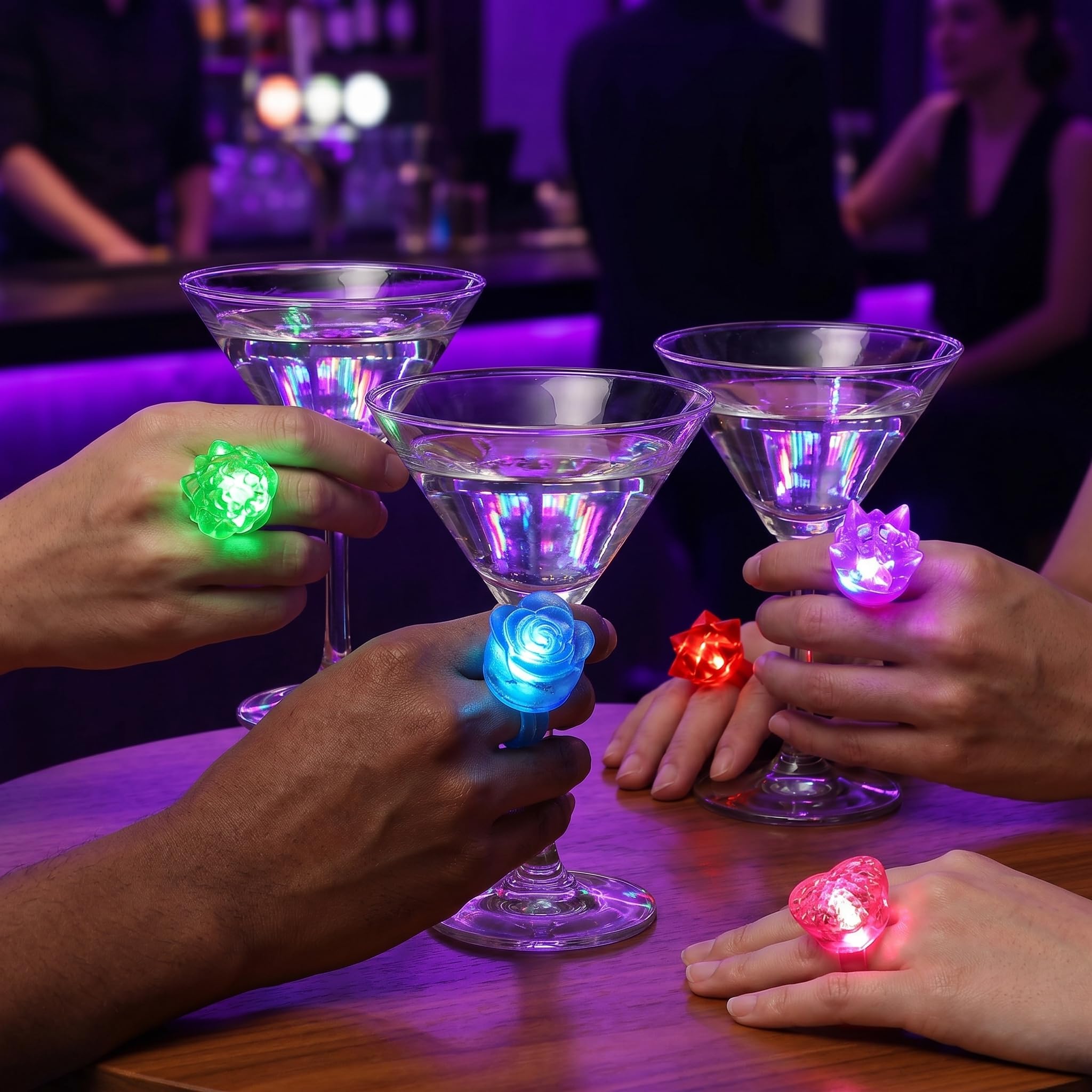 Toyvian 24 Piezas De Anillos LED Se Iluminan para Niños Anillos De Gelatina Brillan En La Oscuridad Juguetes De Dedos Intermitentes De Gelatina Brillantes Luces De Dedo
