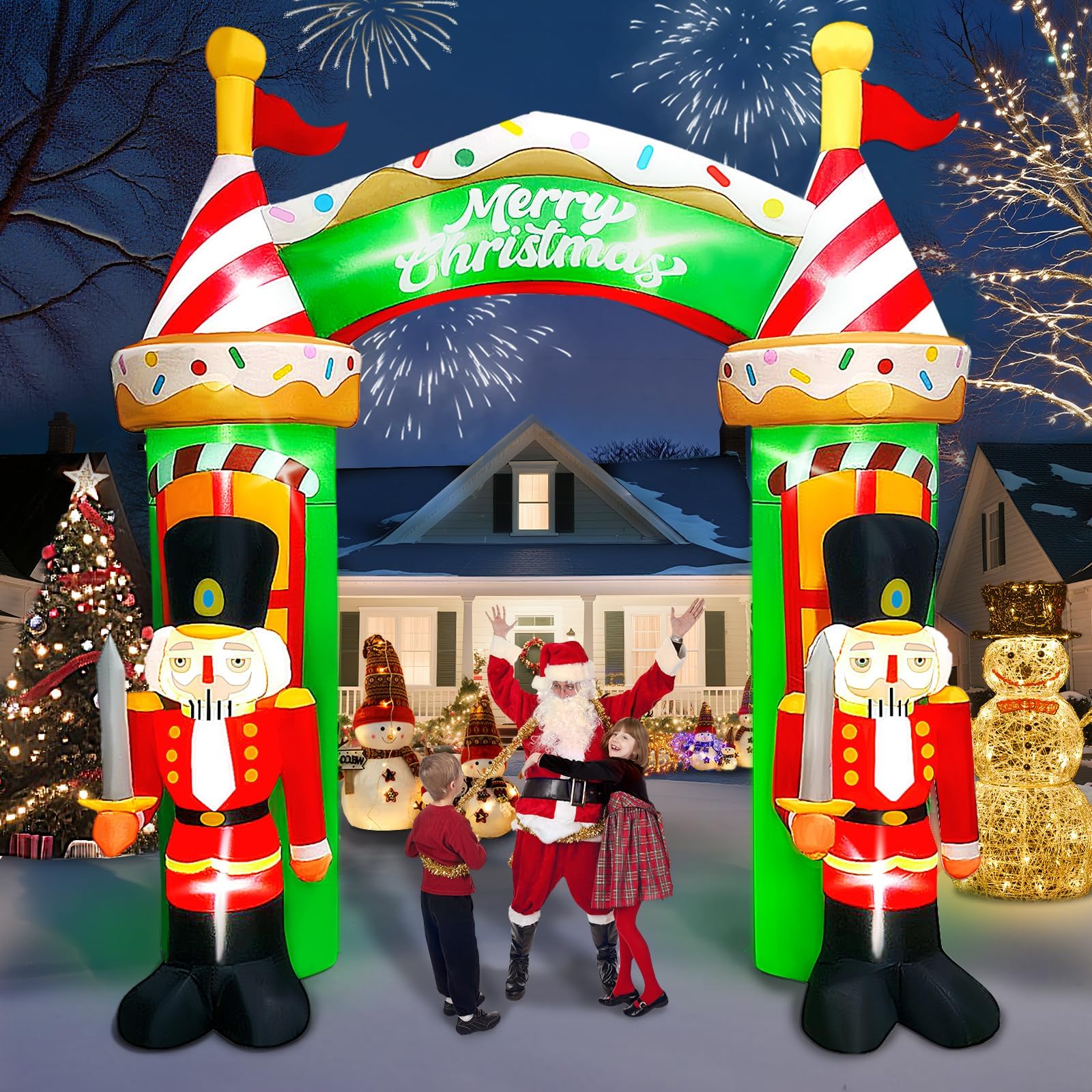 Kalolary 9FT Arche Gonflable de Noël, Arche Soldat Casse-Noisette Décoration Gonflable Merry Christmas pour l'extérieur avec lumières LED intégrées pour la décoration intérieure et extérieure