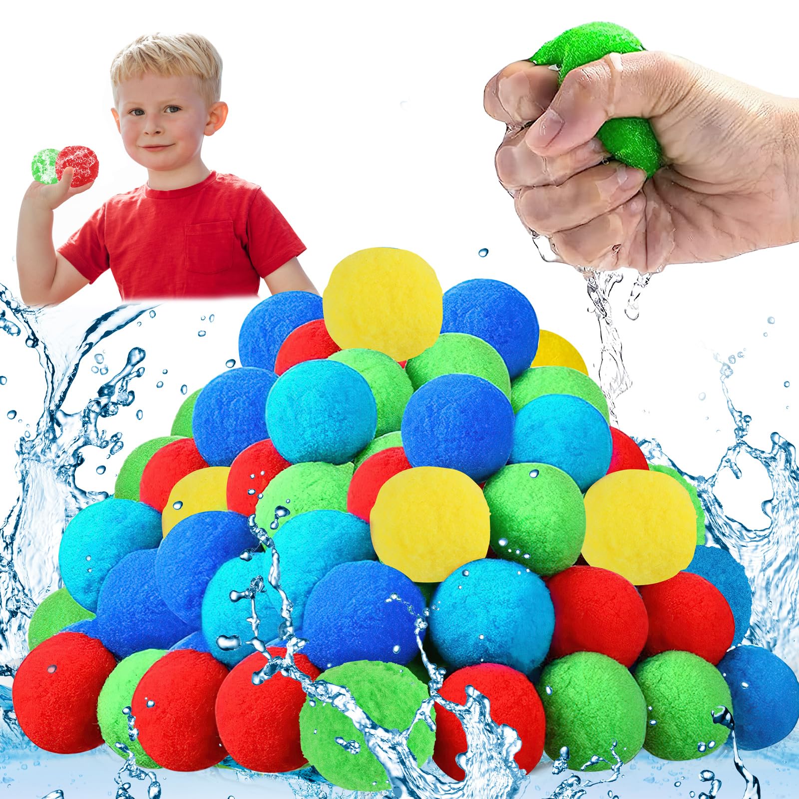 ACTOYS Globos de Agua Reutilizables, 50 Pcs Globos de Agua, Globos Agua Reutilizables, Water Balloo, Juguetes Piscina, Juegos Piscina, Juegos de Agua para Niños Exterior