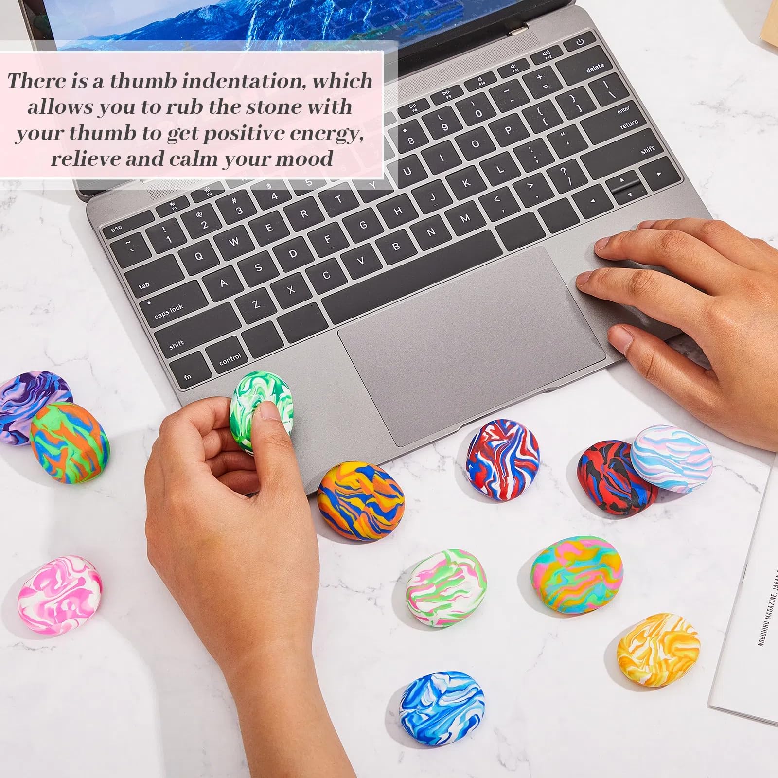 Lot De 6 Pierres D'Inquiétude Silicone Texturées - Jouets Apaisants Anti Stress Pour Enfants Et Adultes