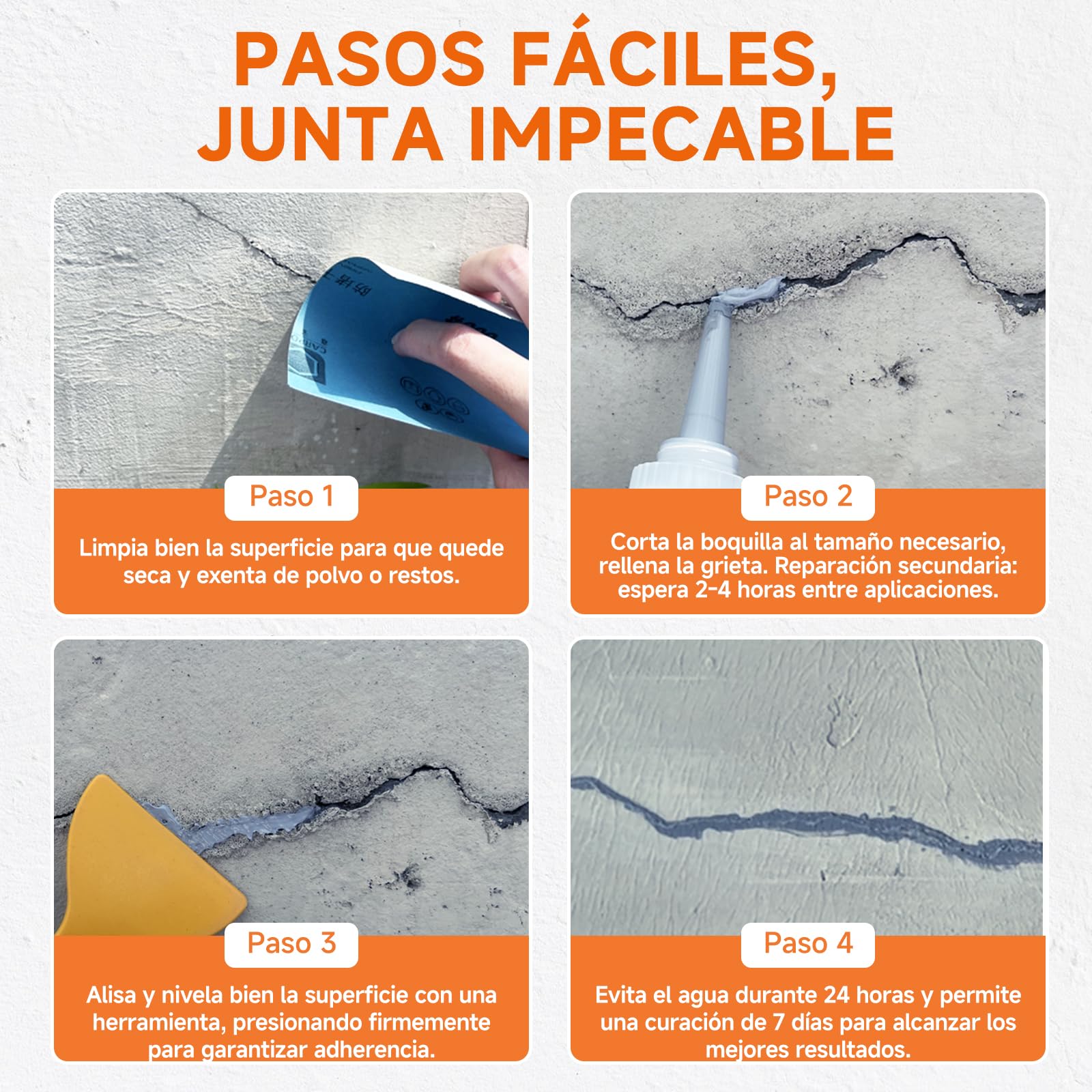 Relleno de grietas de hormigón, relleno de grietas de cemento para cargas pesadas, sellador de hormigón autonivelante para calzada, acera, terraza, adhesivo sellador impermeable para exteriores, gris