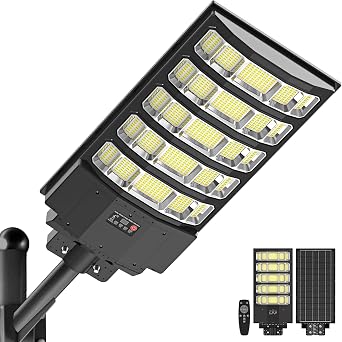OKPRO 10000W Solar Street Lights Outdoor, Super Bright Solar Lights Outdoor Waterproof with Motion Sensor, IP66 Solar Flood Security Lights with Remote Control for Yard, Driveway, Parking Lot,Stadium