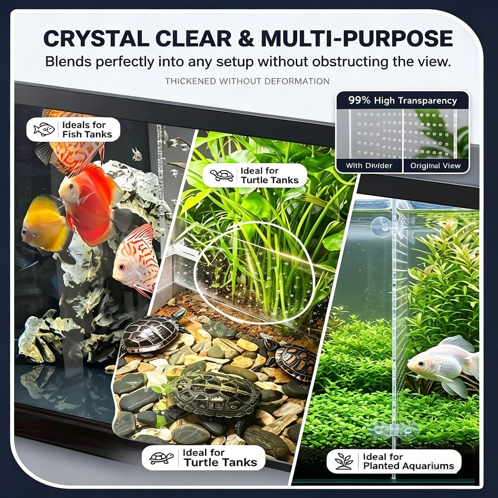 Séparateur D'Aquarium Acrylique Transparent avec Ventouses, Cloison 5mm pour Alevins Et Poissons Blessés(30x40cm)