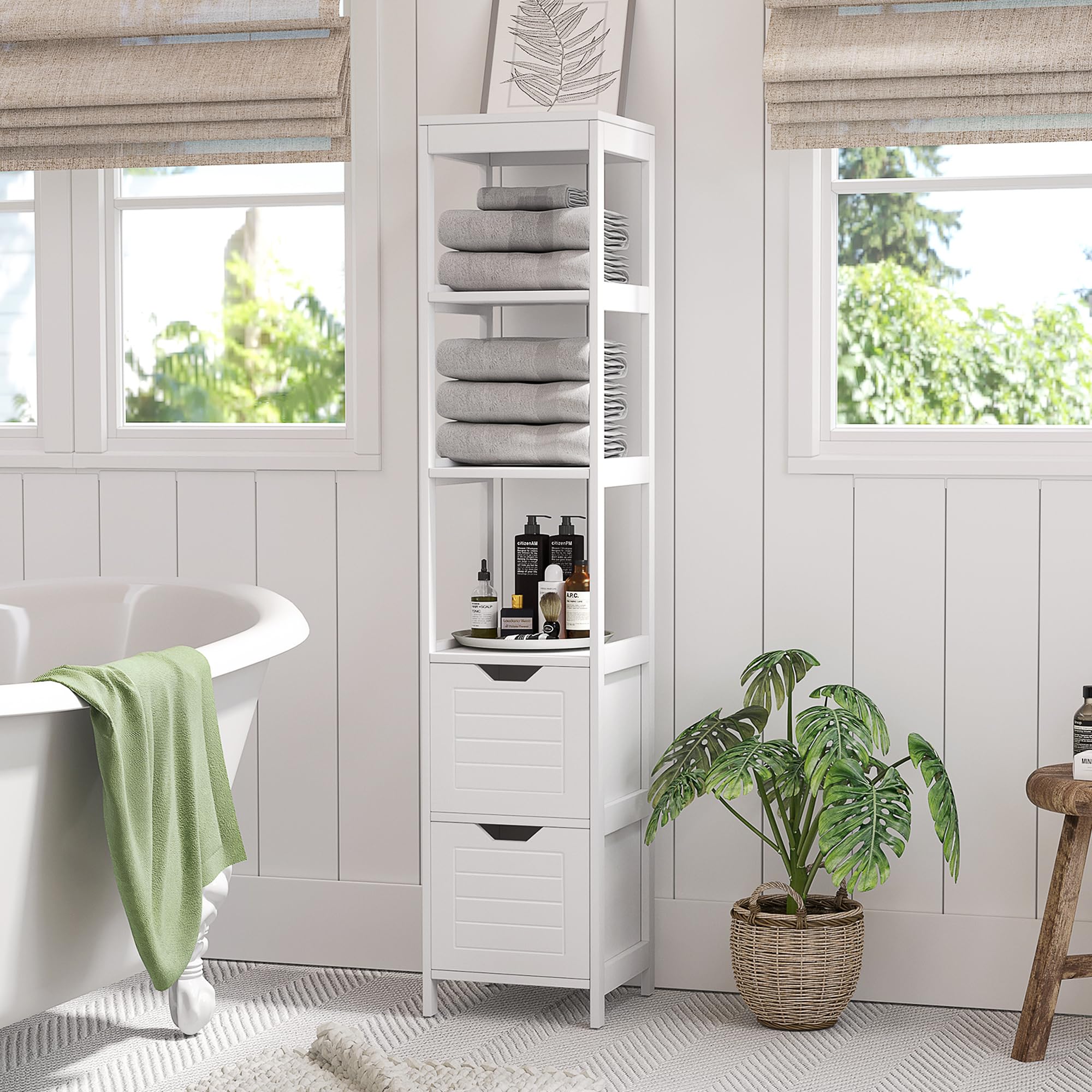 ML-Design Hoge badkamerkast, Wit, 30x190x25 cm, MDF