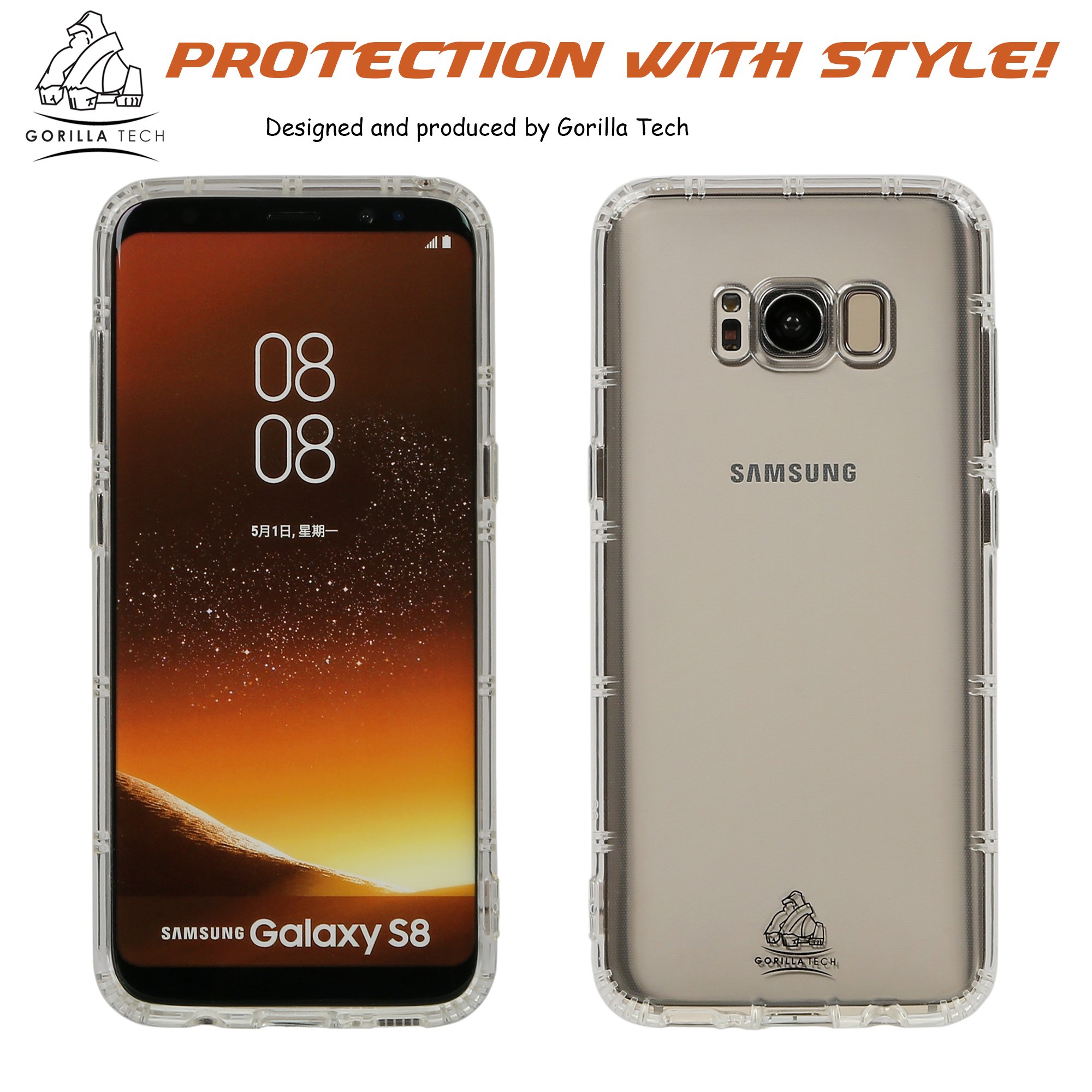 Gorilla TechDefender Gel for Samsung Galaxy S8 Protective Case Transparent ultra-lightweight Slim TPU shock absorber Cover for G950F, G950FD, G950U, G950A, G950P, G950T, G950V, G950R4, G950W, G950S