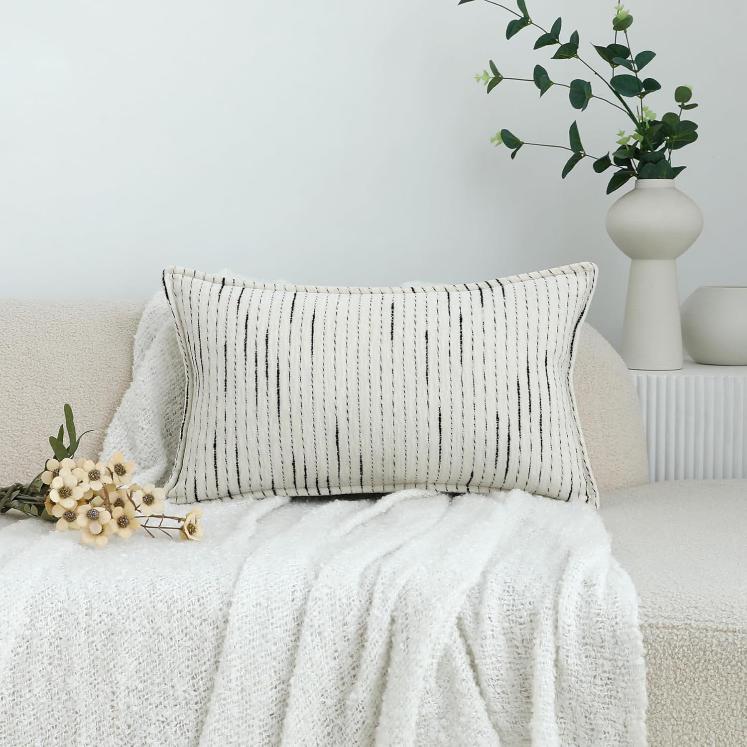LIGICKY Boho Lumbar Pillow Cover 12x20 Inch Decorative