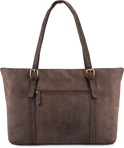 Miniatura 3 de LEABAGS Verona Shopper I Bolso de mano de piel de búfalo genuino para mujer, aspecto vintage I Laptop de hasta 15 pulgadas I Bolso de hombro