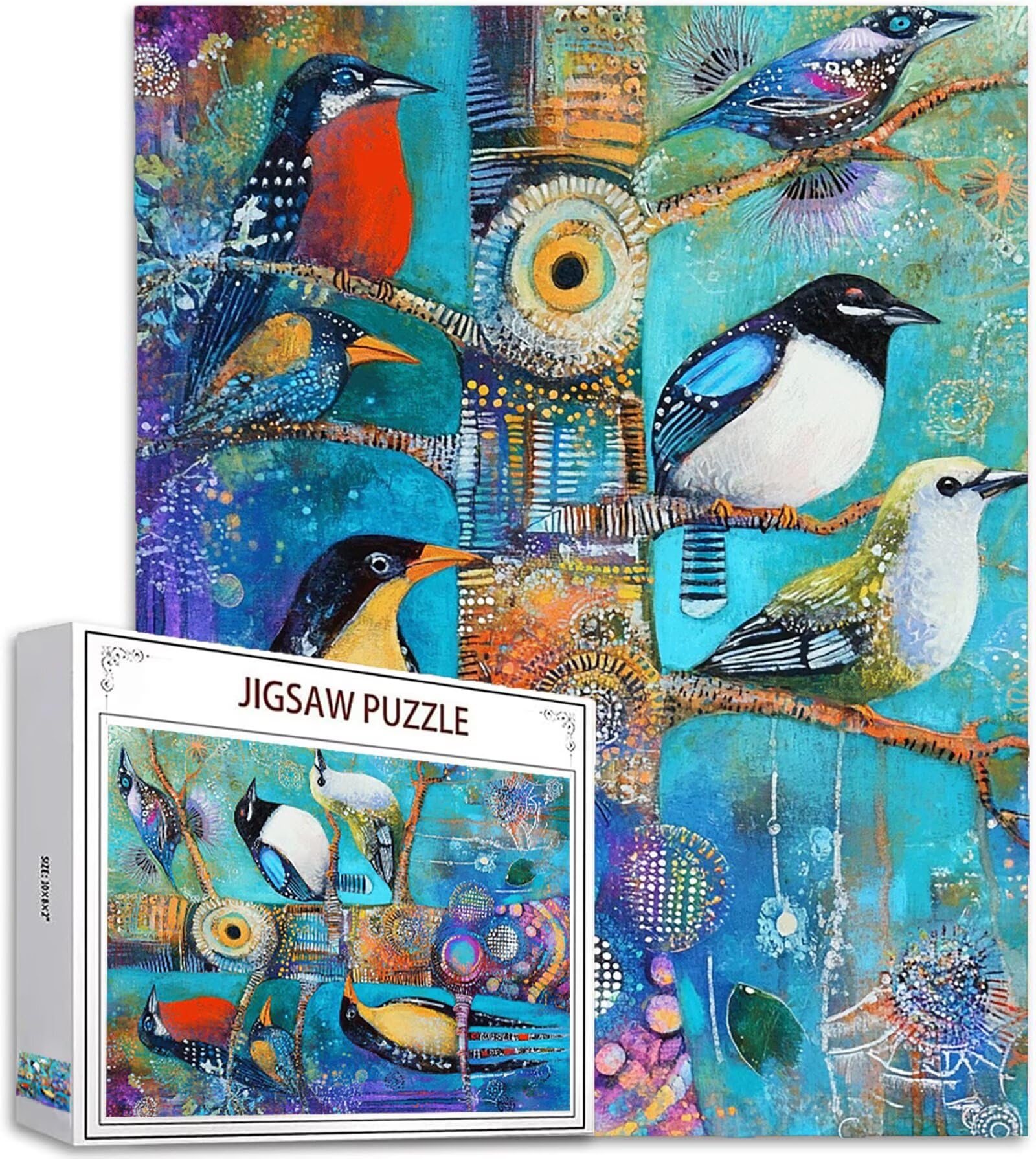 Astratto Puzzle 2000 Pezzi Grandi Dimensioni per Adulti, Puzzle Uccello Motivo Progettazione con Compact Box e Poster Incluso per Home Room Wall Decor, Regalo Donna Men, Legna Jigsaw 100x70cm,Model533