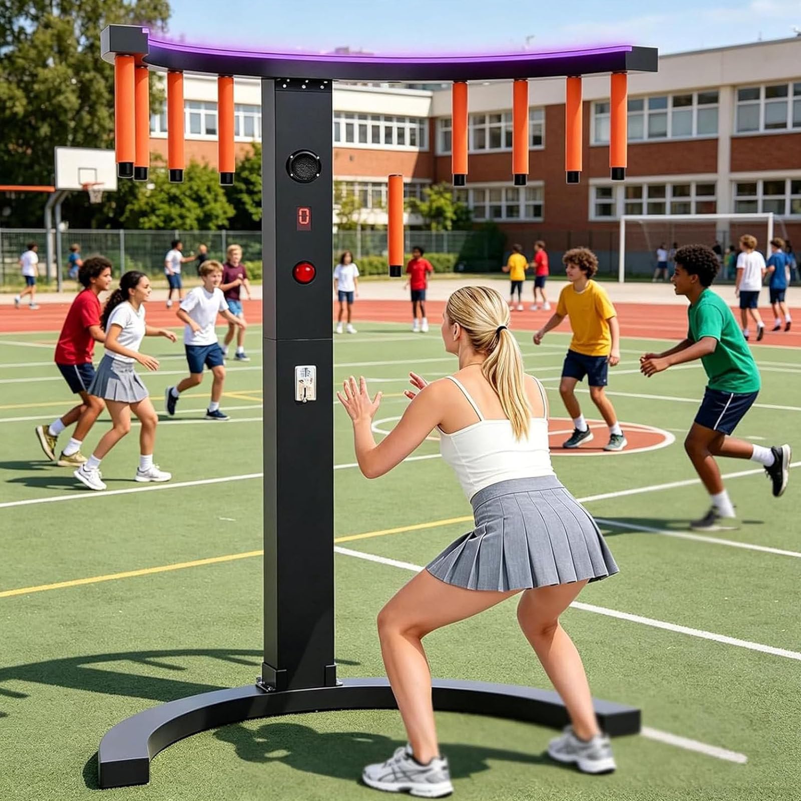 Przenośny automat do treningu koordynacji ręka-oko, gra w łapanie spadających kijów, z diodami LED, gra Drop Stick Challenge na imprezy, eventy, wynajem, karnawały, bary