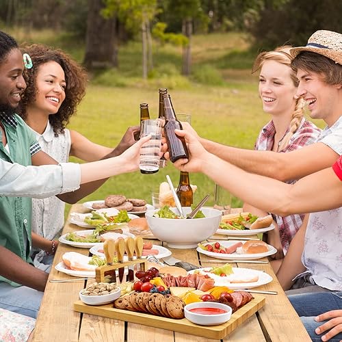 Miniatura 14 de Juego de tablas grandes de charcutería – Juego de tabla de queso y cuchillo con bandeja de queso extra, tabla de charcutería de bambú, placa