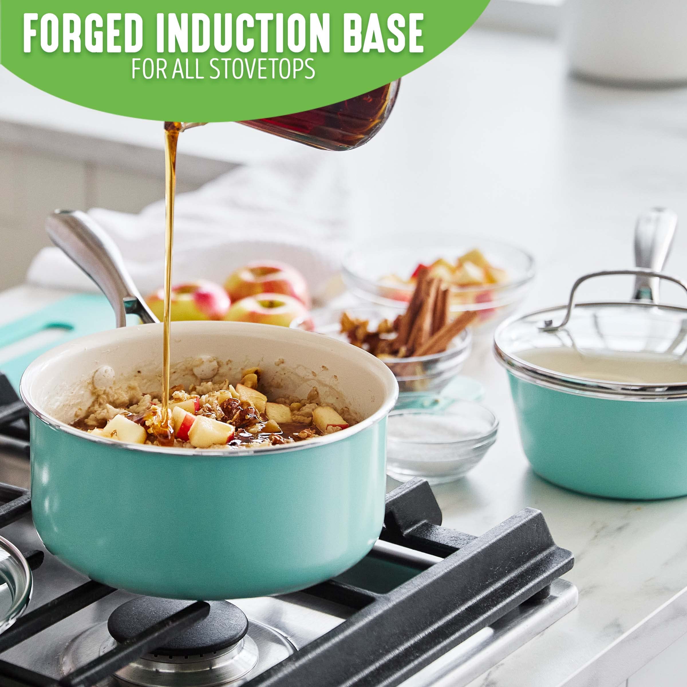 Set Casseroles GreenLife Artisan Céramique - 1L + 2.25L Antiadhésif Sans PFAS - Lave-vaisselle Four