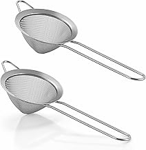 2 Pieces Fine Mesh Strainer Set, HaWare Stainless Steel Tea Strainers Conical Food Sieve with Long Handle, Filtering Tea, Cocktails, Juice, Coffee & Drinks, Dishwasher Safe