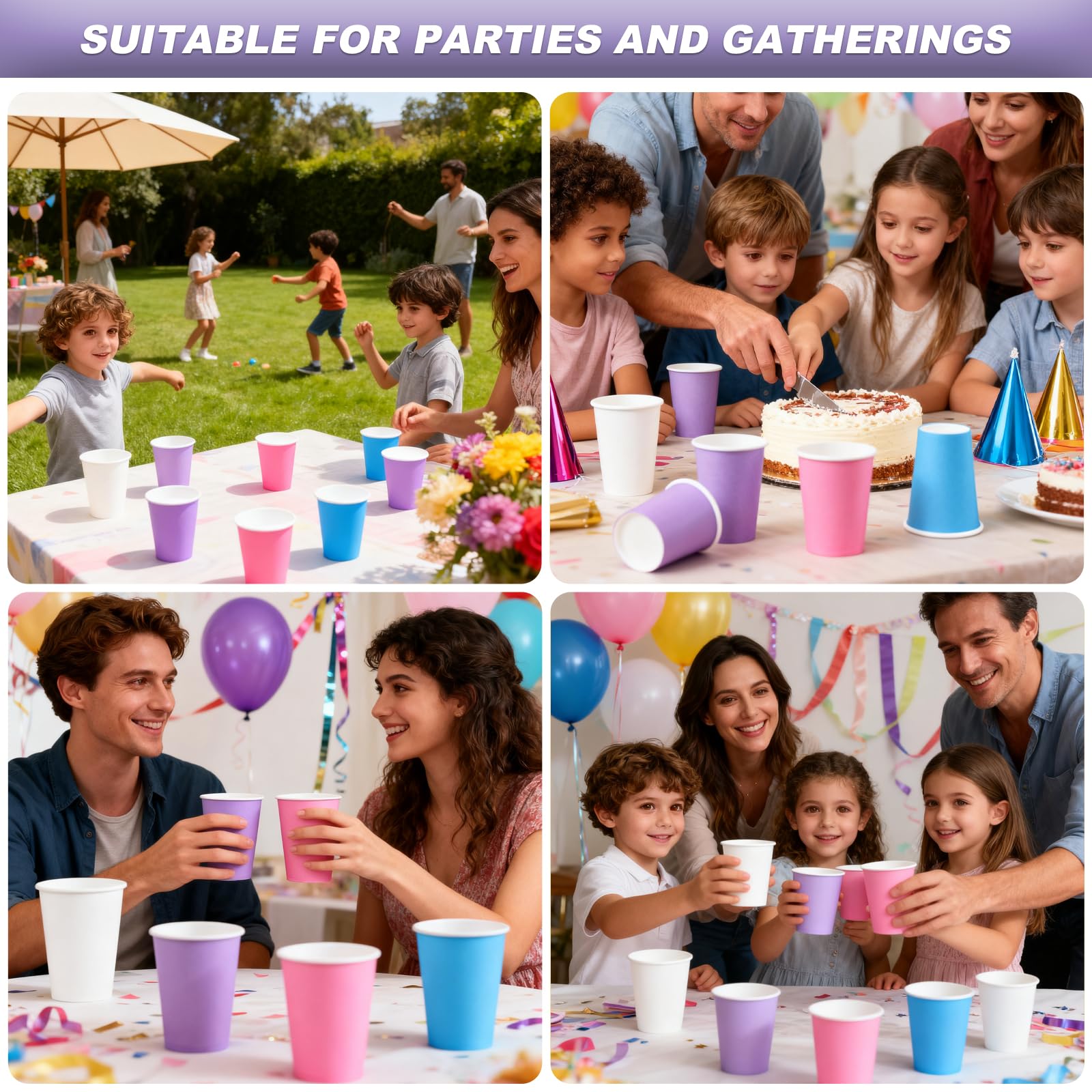 YWKJDDM Pastel Paper Cups, 60PCS Color Paper Cup, Multicolor Party Cup for DIY Party Sundaes Frozen Yogurt Hot Soups(Four Colours) - Image 4