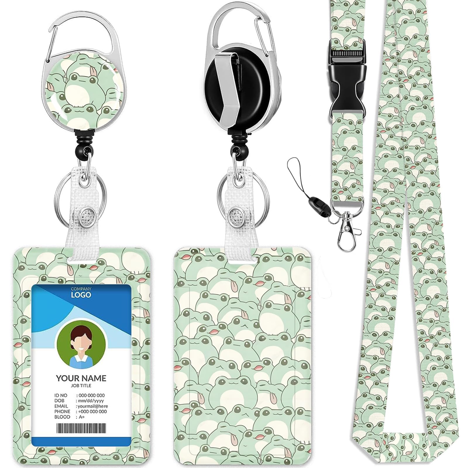 ID Badge Holder with Lanyard and Retractable Clip, Breakaway Lanyard for Name Badge Holder for Teacher Nurse Doctor Student School Office Gifts, Cute