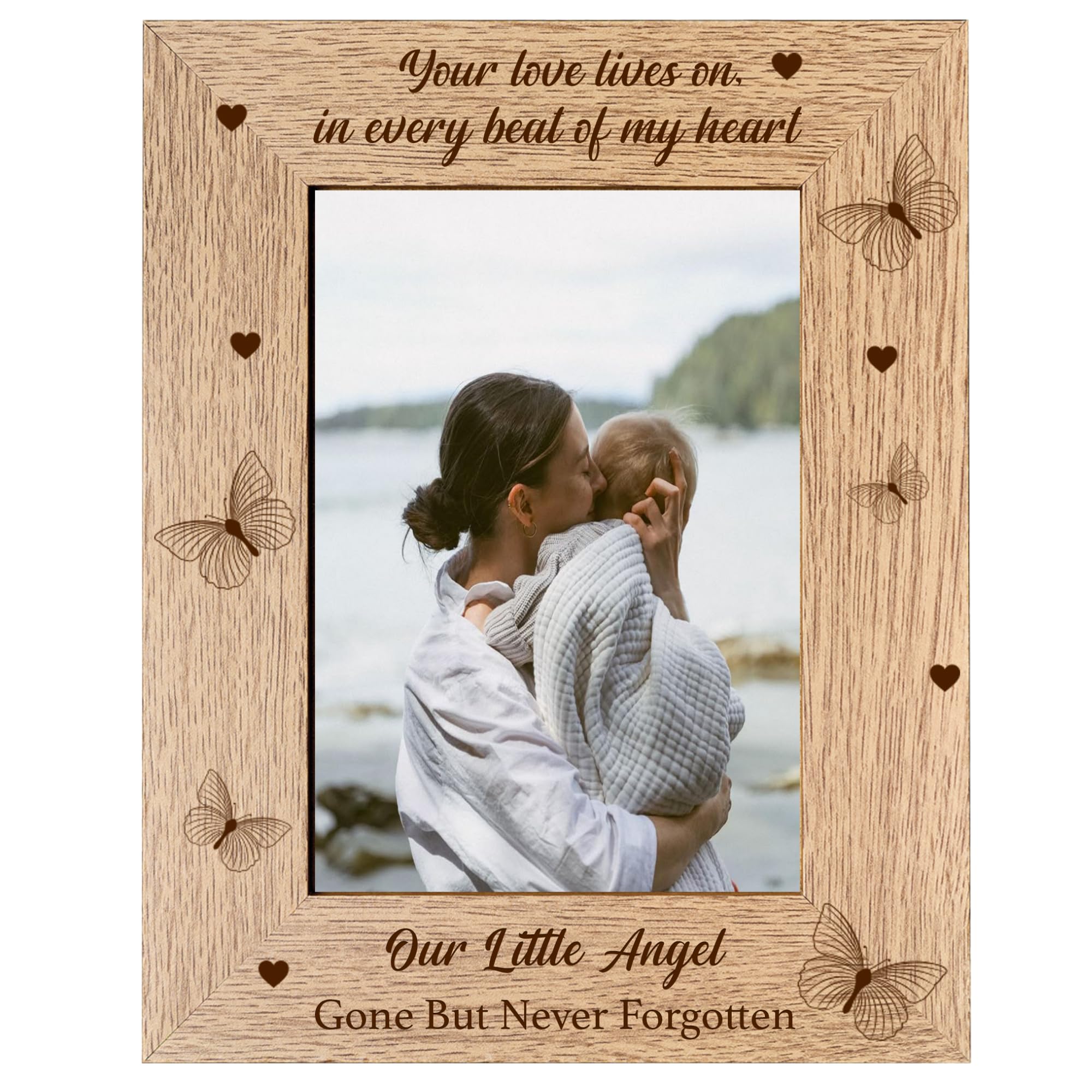 Personalised 5x7 French Oak Finish Your Love Lives On Wooden Photo Frame
