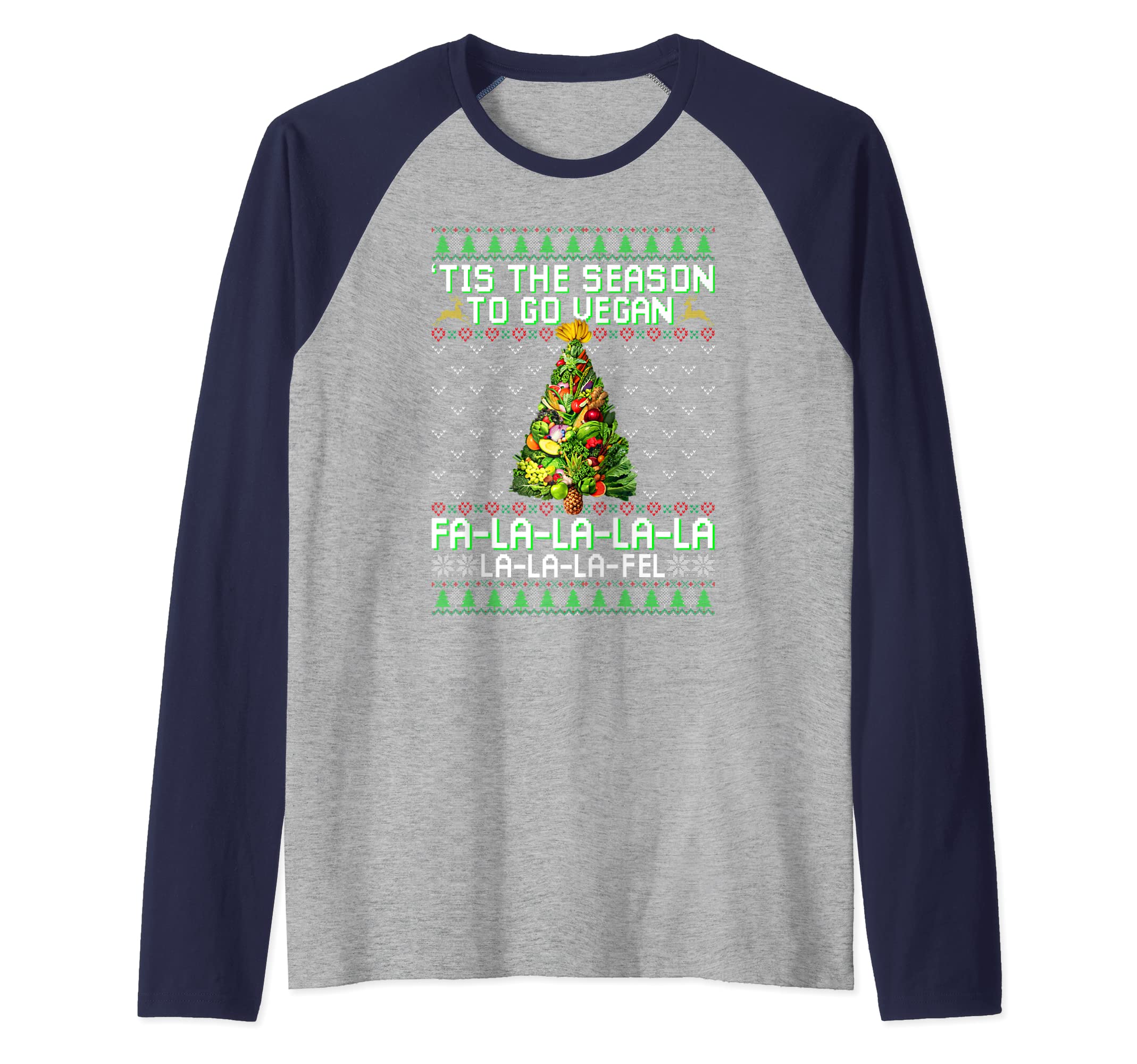 Veganism Christmas Funny Vegan Lover Men WomenTis The Season To Go Vegan Funny Christmas Ugly Holidays Raglan Baseball Tee