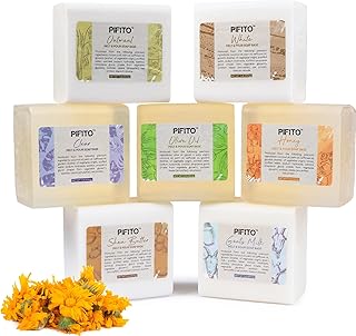 Melt and Pour Soap Base Sampler (7 lbs) │ Assortment of 7 Bases (1lb ea) │ Clear, White, Goats Milk, Shea Butter, Oatmeal, Honey, Olive Oil │ Glycerin Soap Making Supplies