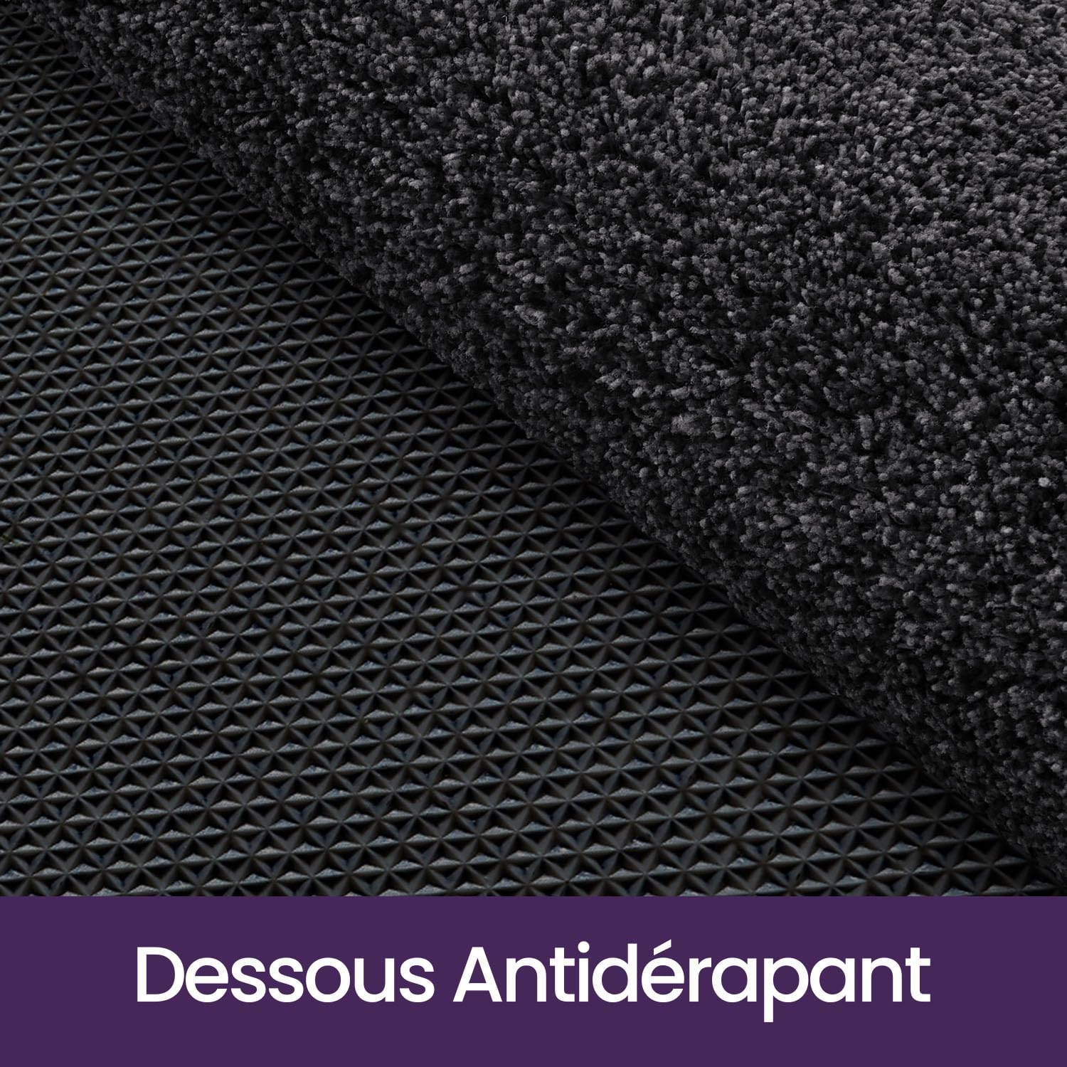 DEXI Paillasson Interieur Entree 60 x 90 cm, Tapis d'Entrée Antidérapant Lavable en Machine, Tapis de Sol avec Microfibres Douces Absorbantes pour Entrée, Couloir, Chien, Noir-Gris