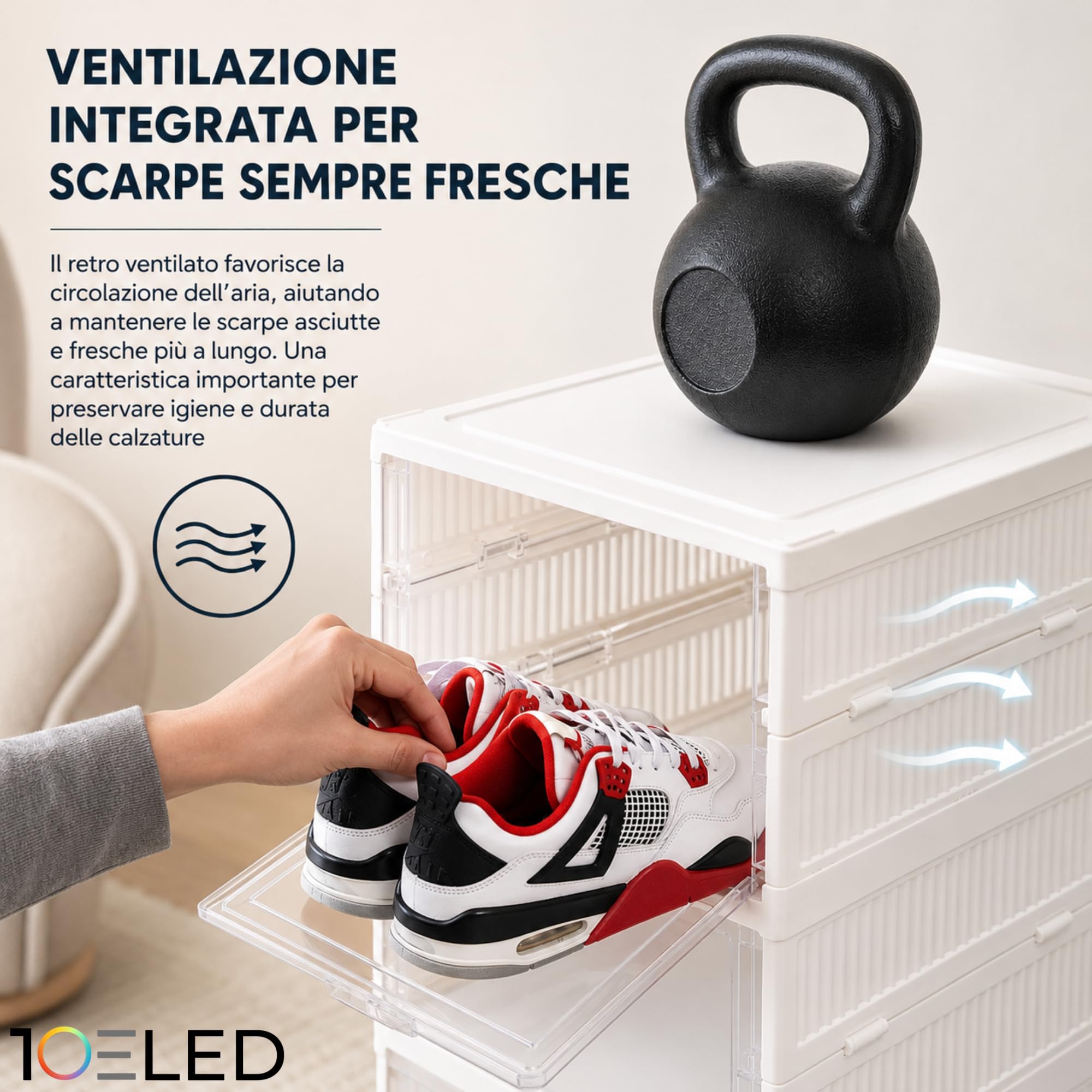 Scarpiera Salvaspazio Slim 6 Scomparti con Ante Trasparenti - Scarpiera Ingresso con Retro VENTILATO e RESISTENTE - Montaggio Senza Attrezzi - per Ingresso, Camera, Armadio - Fino alla Taglia 46