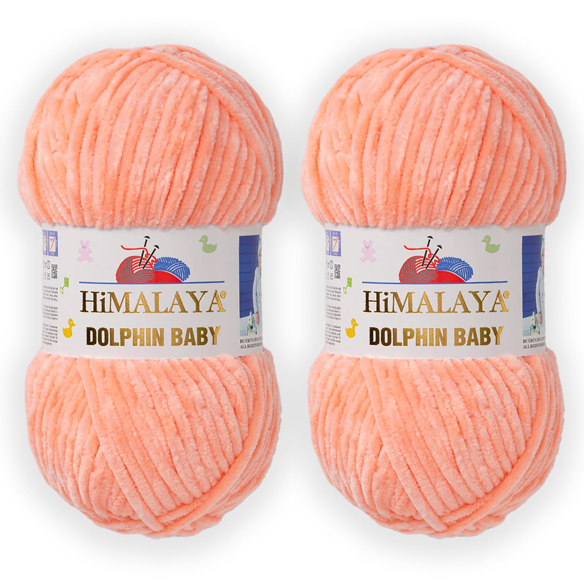 2 Skein/Pack Himalaya Dolphin Baby Chenille Yarn, Each Ball 100 gr (3.5 oz), 120 m (132 Yards), 100% Polyester, Super Bulky Baby Blanket Velvet