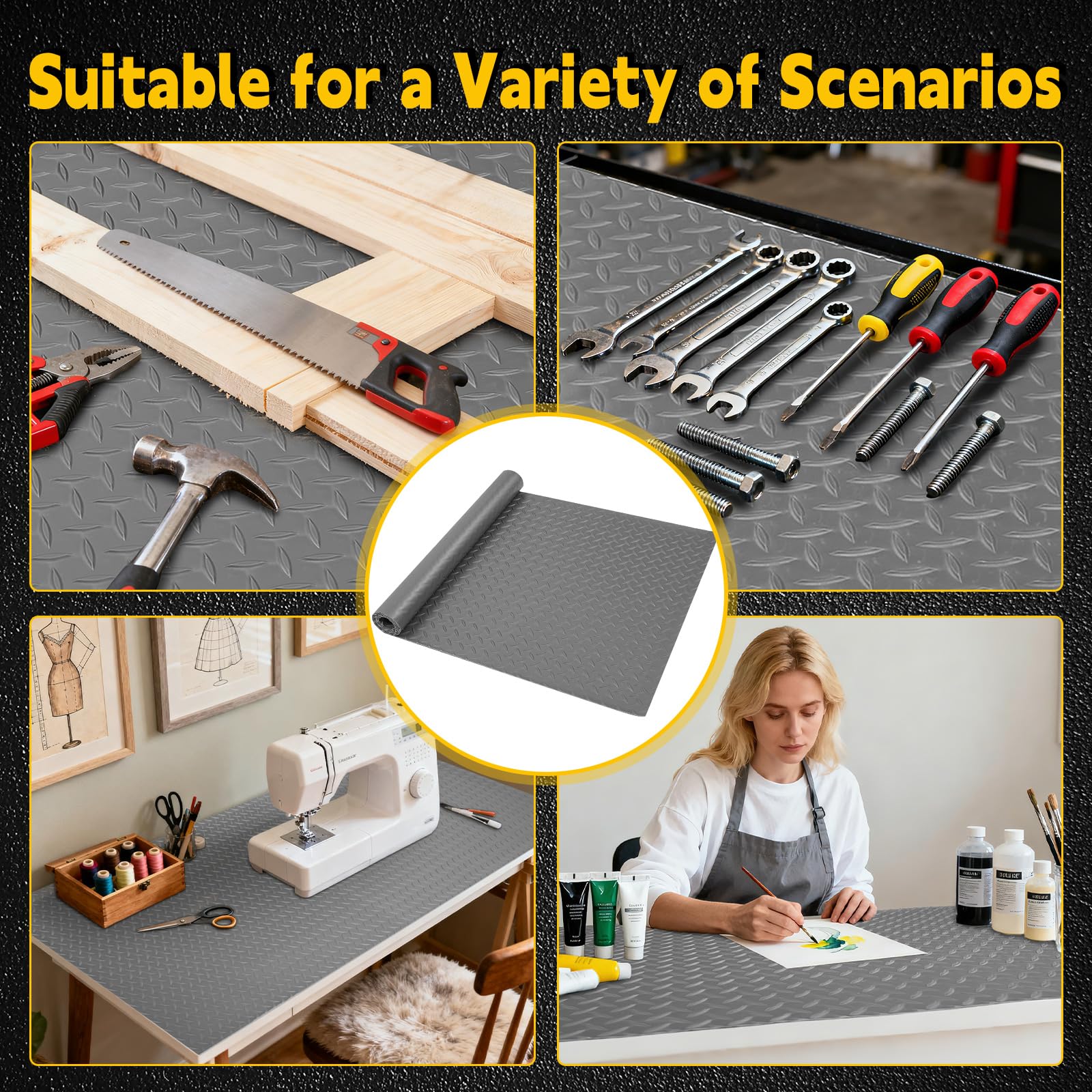 ARQRHTLY Workbench Mat, PVC Work Bench Mat with Non-Slip Texture