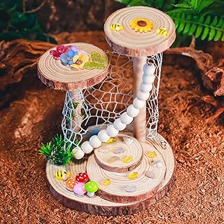 Handmade Jumping Spider Playground – Naturalistic Wooden Spider Enrichment Toy & Decor | Interactive Spider Enclosure Accessory for Enrichment & Climbing, 9.8" Height, 7.8" Diameter
