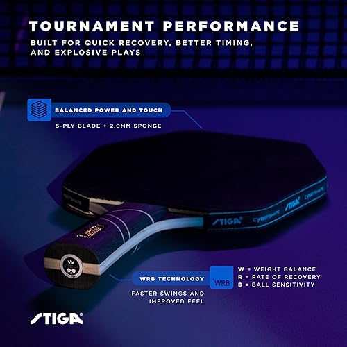 Miniatura 6 de STIGA Cybershape Eclipse - Pala de ping pong  Raqueta de tenis de mesa de rendimiento profesional  Paleta hexagonal de calidad de torneo para giro,