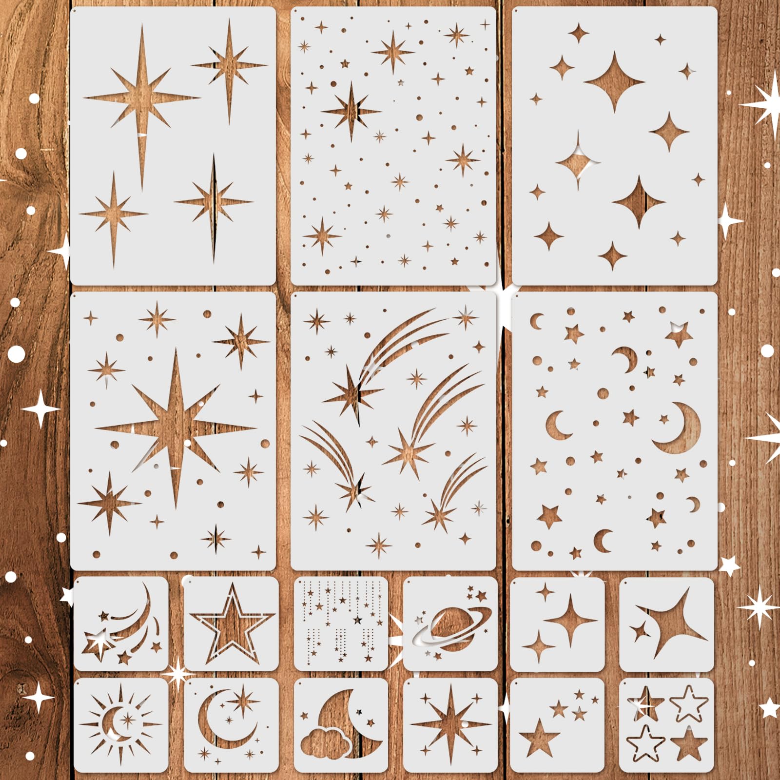 Pochoirs étoile pour peinture sur bois et tissu : créez une décoration d'intérieur magique