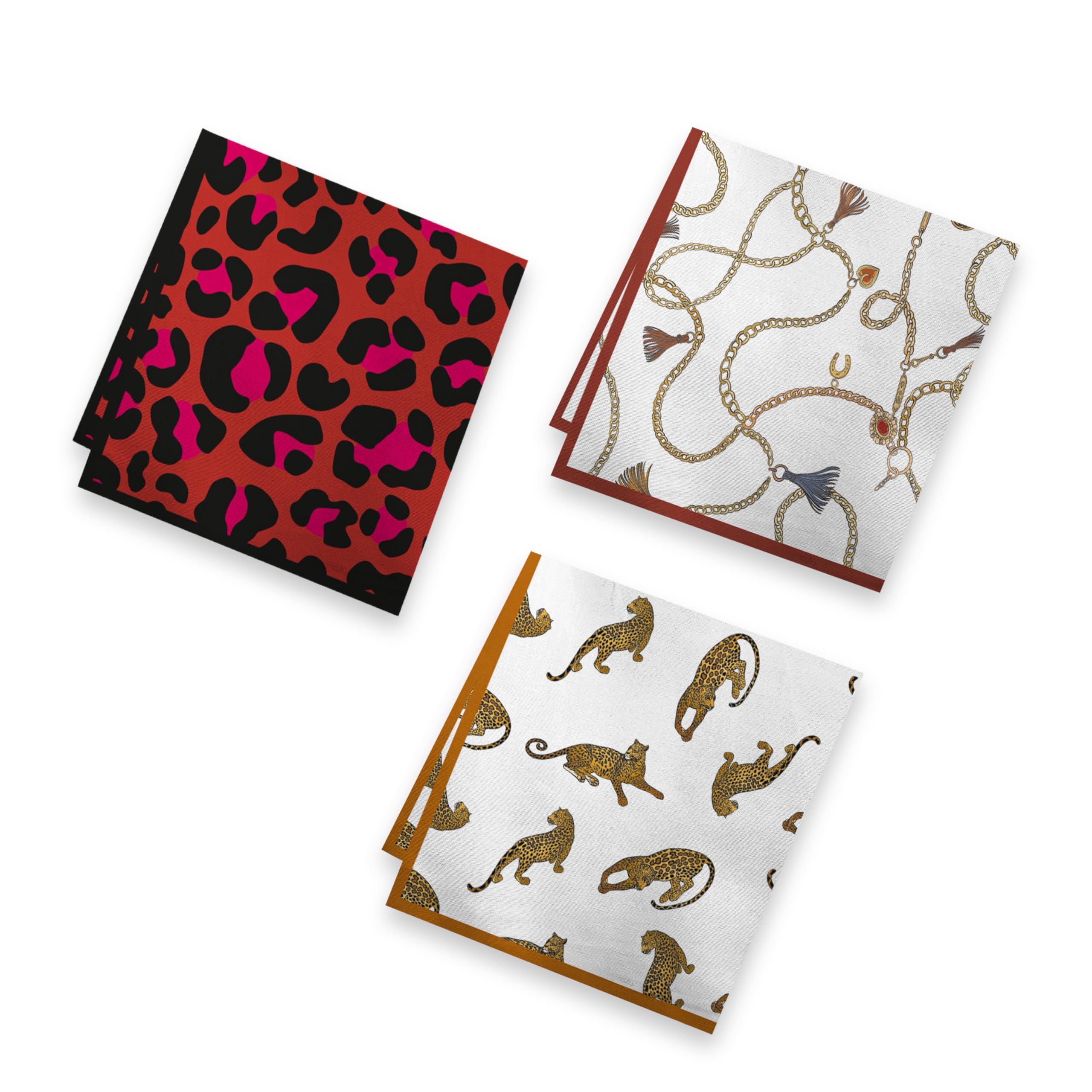 Junvena 3 Pack Printed Designer Handkerchiefs Fancy Gift Box Soft Lightweight 16 inch Pocket Square for Men Women and Kids