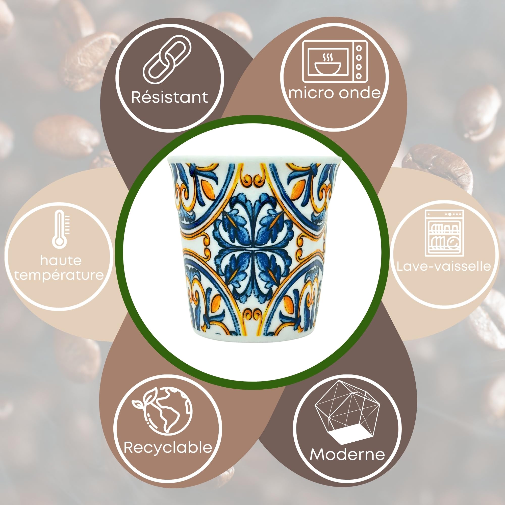 Selamica Lot De 6 Tasses à Café En Porcelaine De 350 Ml Avec Grande