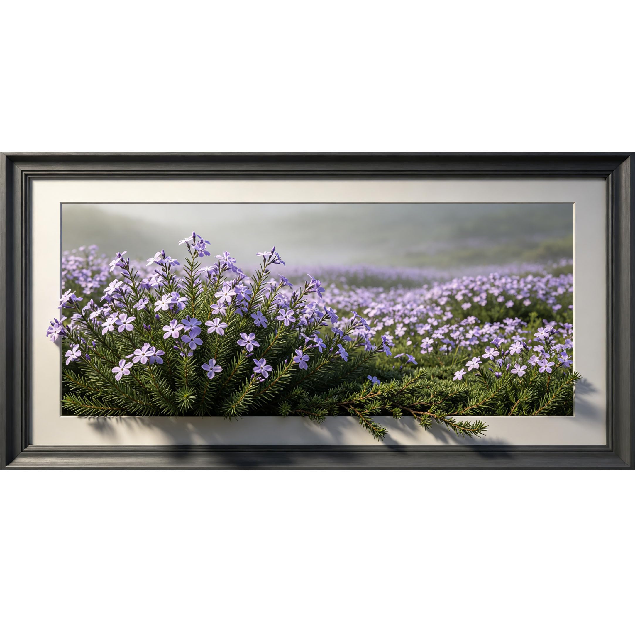 Agglomerix 3D Framed Wall Art Purple Phlox Flowers Botanical Landscape Trompe L'oeil Large Size SelfAdhesive Removable Wall Decor Prints Artwork for Living Room Bedroom Office