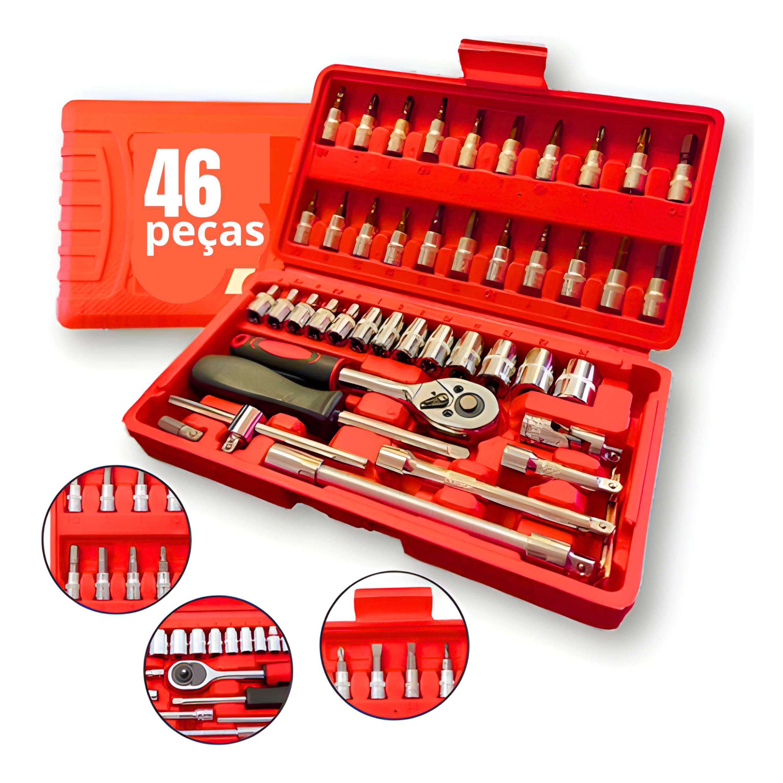 Kit Profissional De Ferramentas 46 Peças Com Maleta Kit De Chaves