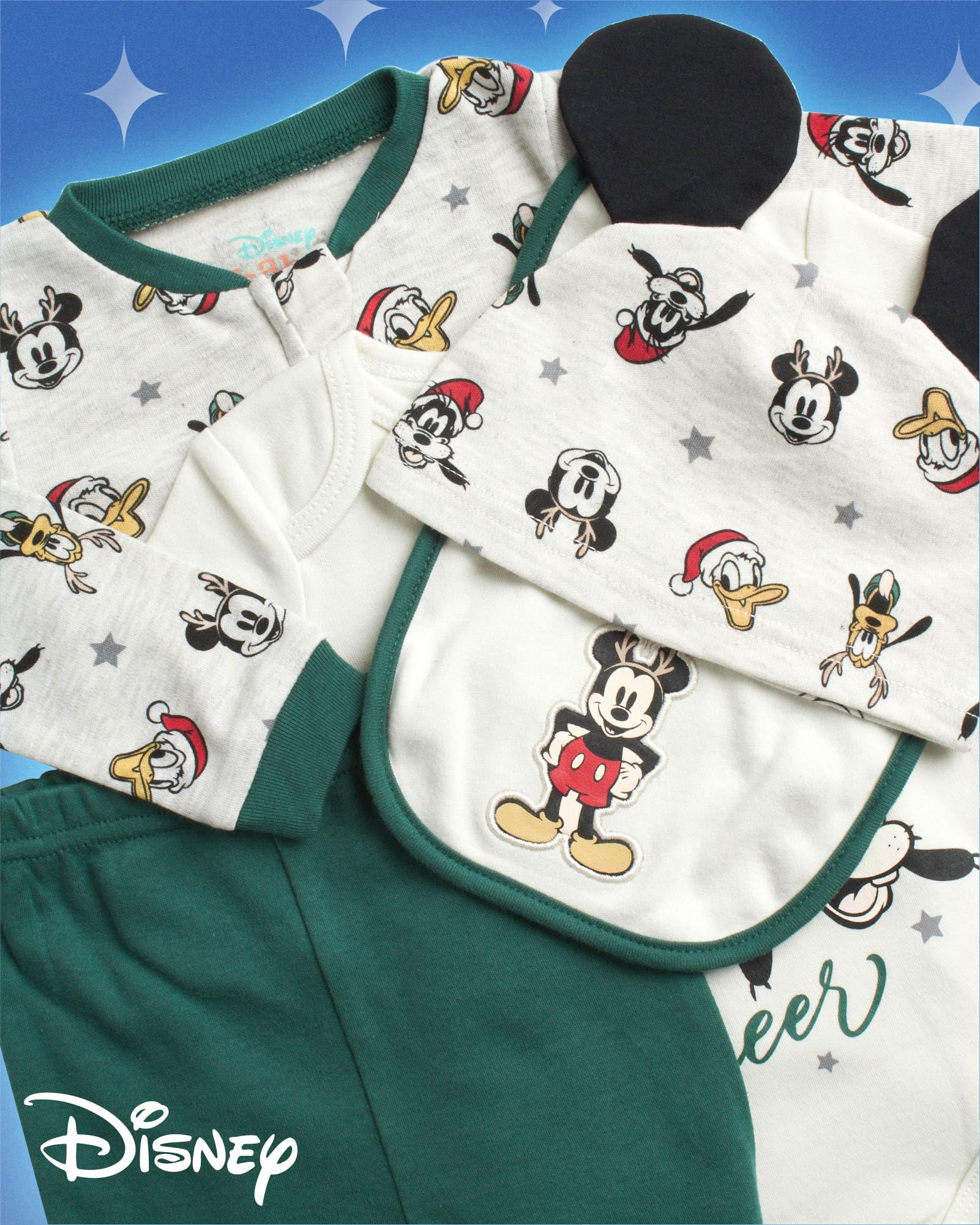 Disney Baby-Set für Neugeborene, Jungen, Mädchen, 7-teilig, Mickey Mouse, Winnie Puuh und Minnie Maus, 0–6 Monate