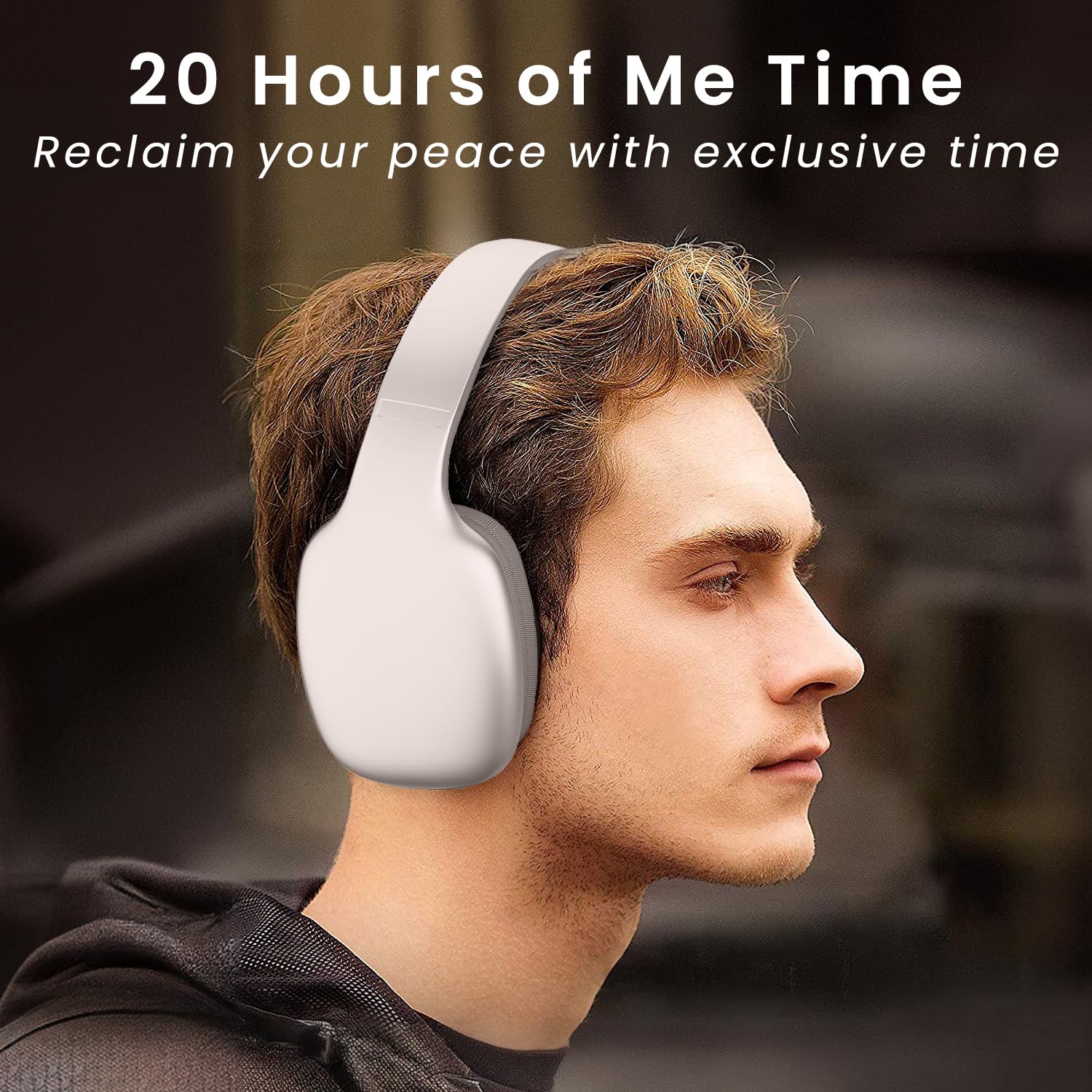 CIRICO BaseTone Wireless Over-Ear Headphones, Bluetooth 5.3, 20H Playtime, Deep Bass, Foldable Lightweight Design for Travel, Home Office, Cellphone/PC, Sliver 1