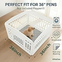 Vista 2 de PJYuCien Alfombra lavable para perro para corralito de juegos, 36”x 36”, almohadillas reutilizables para orina de cachorros a prueba de fugas