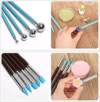 Vista 4 de RUBFAC Polymer Clay Tools, Clay Tools Kit, 24pcs Clay Sculpting Tools Set with Stylus and Rock Painting Kit - Air Dry Clay Modeling for Pottery and