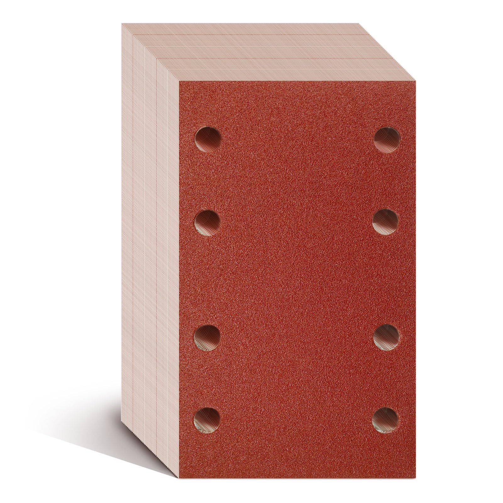 Aucenix Sanding Sheets for Electric Sander: 48Pcs Hook and Loop Sandpaper - Rectangular Sander Pads with 8 Holes Assorted (40/60/80/120/180/240/400/600) for Wood (80x133mm-Mix Grits)