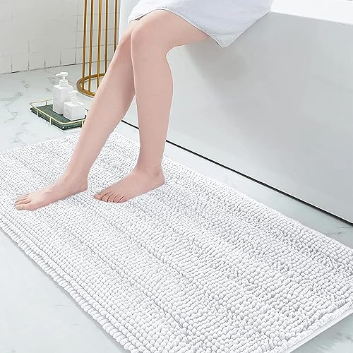 Miniatura 127 de Grandaily - Alfombras de baño de felpilla a rayas, extragruesas y absorbentes, antideslizantes, con fibras largas y suaves, lavables a máquina, para