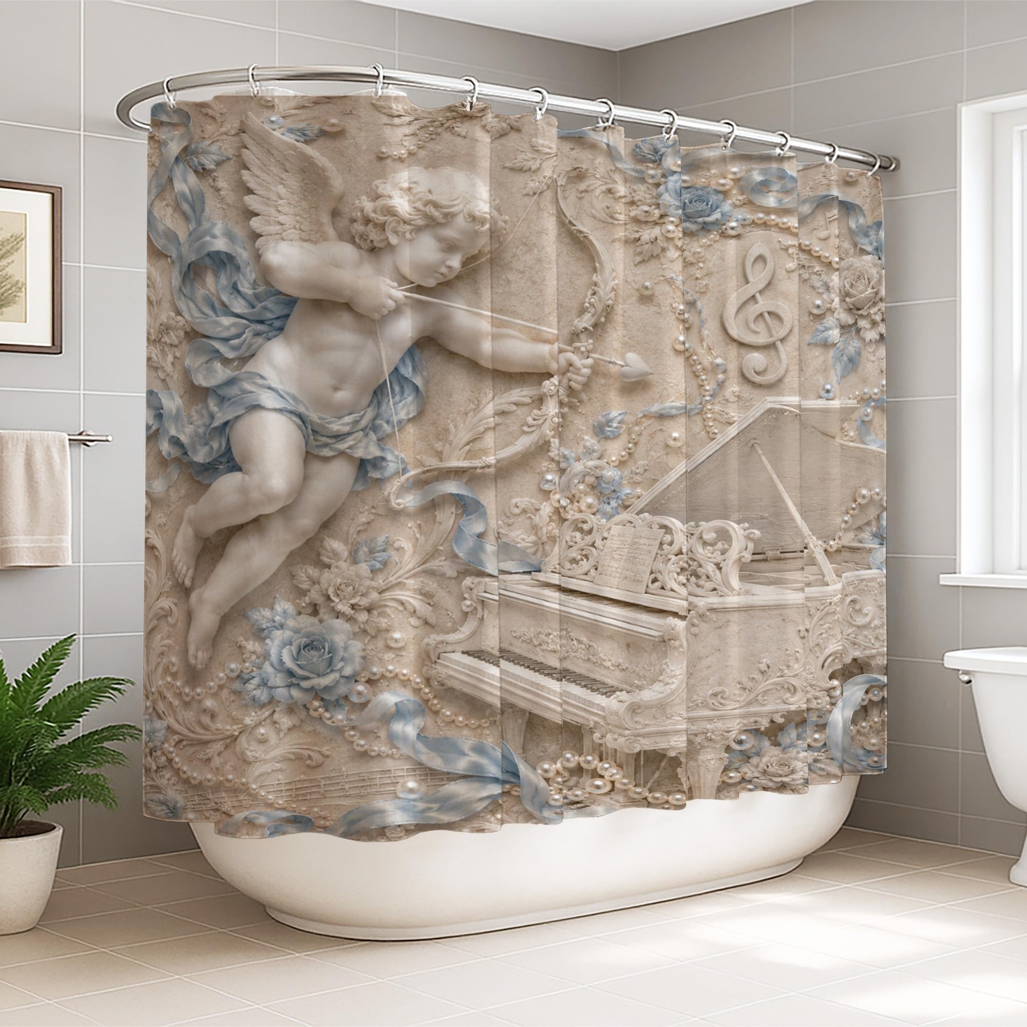 Rideau de douche imperméable contre les éclaboussures, format XXL 274 x 183 cm Angel