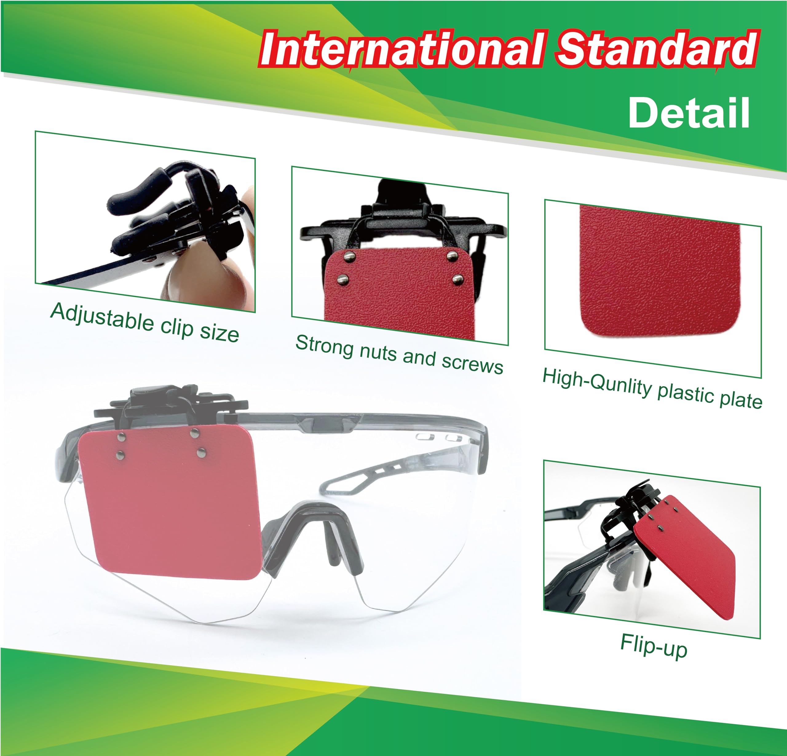 XII WY 2 Packs International Standard Shooting Glasses Patch Eye Blinders for Glasses Occluder Clip on Eye Mask Archery Aim Assistance Red - Image 3