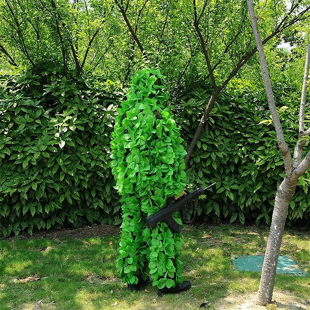 Chillers 3D Leaf Ghillie Anzug, Camouflage Woodland Hunting Geely Suits Camo Outfit Sniper Kostüm für Männer, Jäger, Sniper Airsoft und Paintball Fotografie oder Halloween