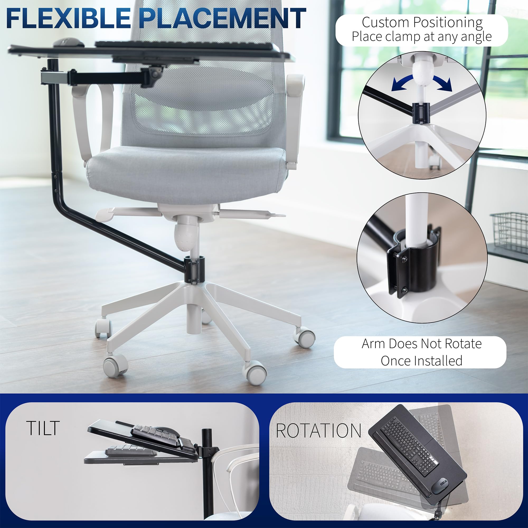 Piattaforma Per Tastiera E Mouse VIVO Con Attacco VESA (MOUNT-KB03) – 64,8 X 21,1 Cm, Con Gestione Cavi – Per Creare Postazione Di Lavoro In Piedi