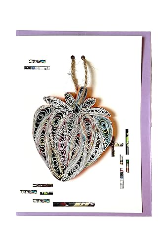 Miniatura 6 de Strawberry Quilling Ornament Card, Recycled Christmas Blank Card