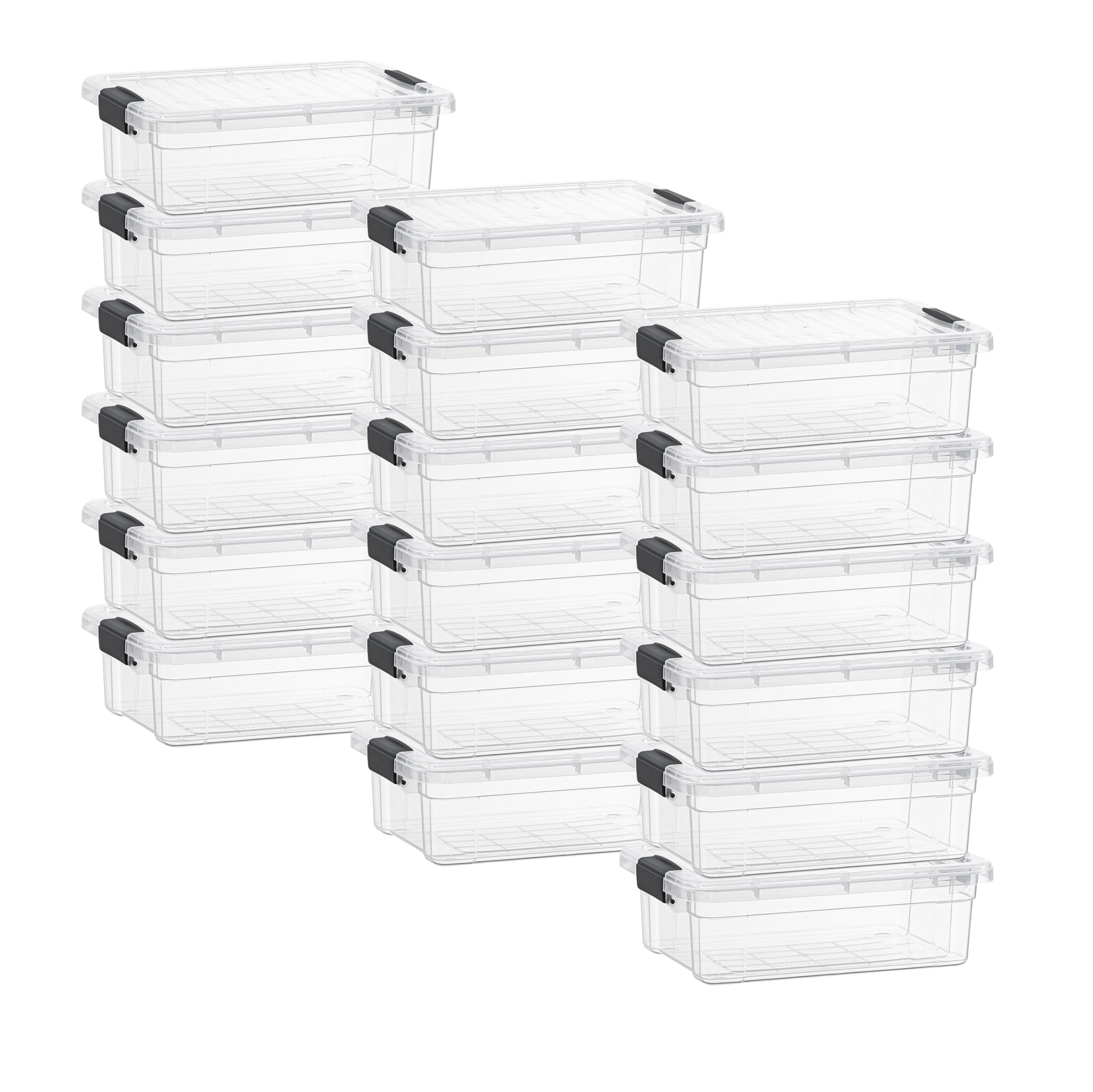 Superio 2.3 Quart Clear Plastic Storage Containers with Lids, Stackable Organizer Bins, BPA-Free Storage Boxes for Home, Office, Dorm &amp; Classroom, 18 Pack