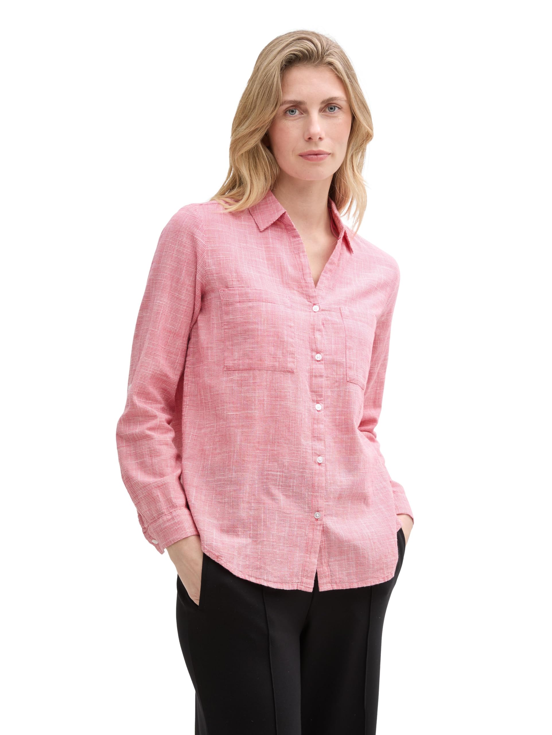 Tom Tailor Damen Bluse mit Brusttaschen aus Baumwolle