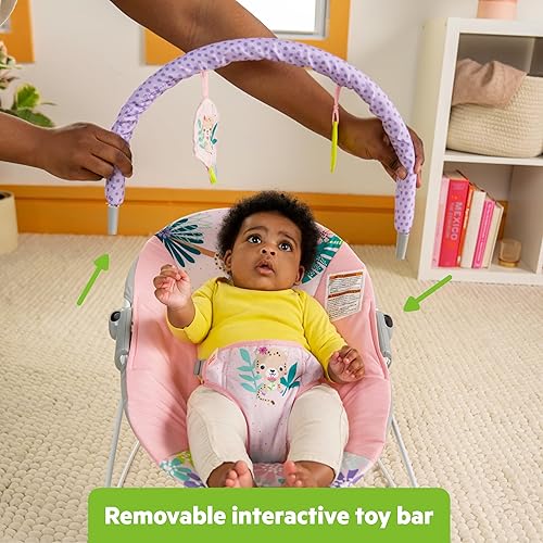 Miniatura 28 de Bright Starts Asiento infantil con vibraciones relajantes con barra para juguetes extraíble, patas antideslizantes, 0-6 meses, hasta 20 libras