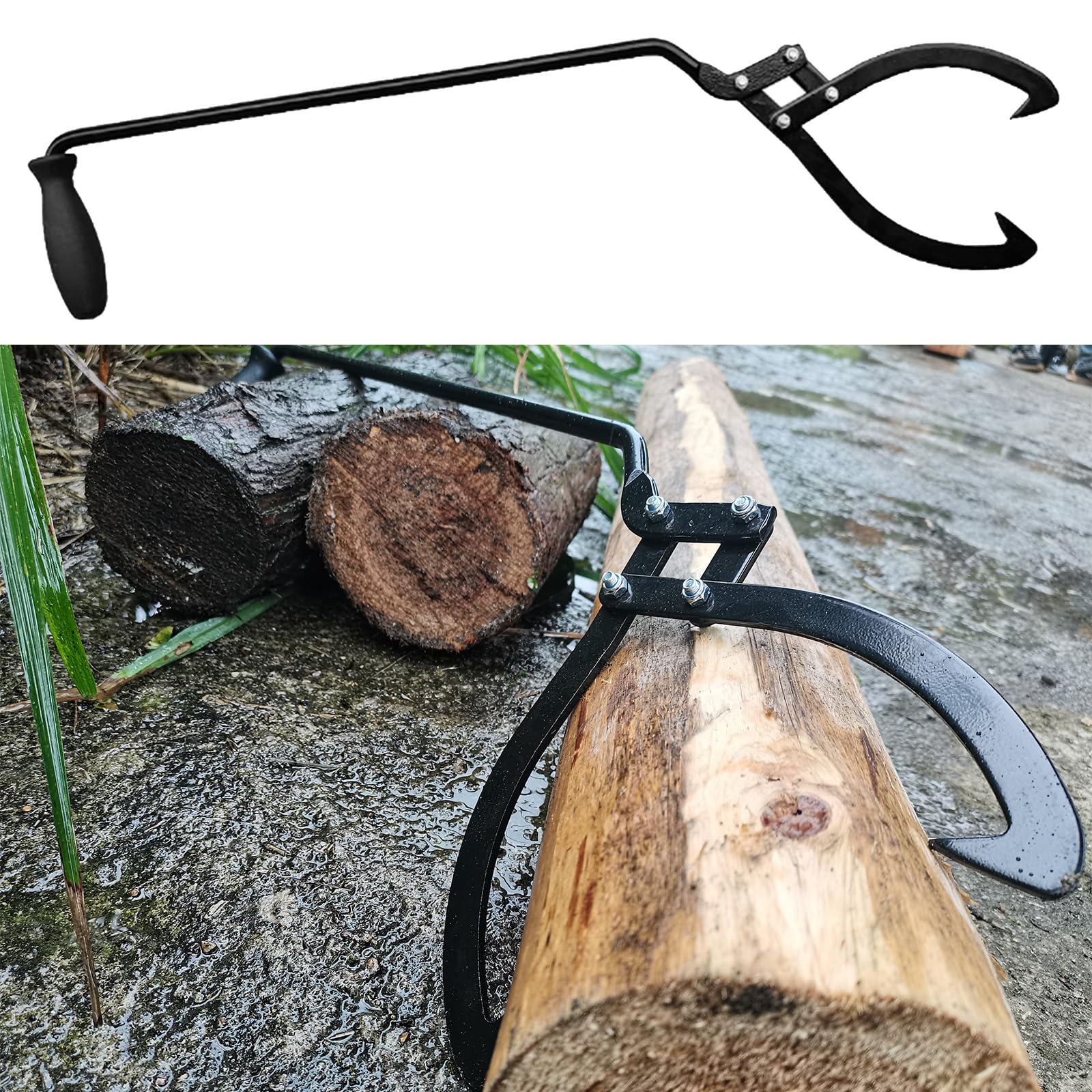 Forst Holzzange, 10 Zoll Holzgreifer Forstzange Vorlieferzange Lang Handpackzange Packzange für Holz Zange Holzgreifer Schleppzange Langer Griff 90° Hilfswerkzeug zum Heben Kleinere Baumstämme