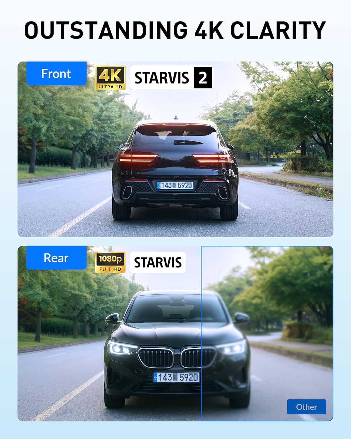 BlackVue DR970X-2CH Plus II ダッシュカムは、4K フロントとフル HD リアの鮮明さを実現