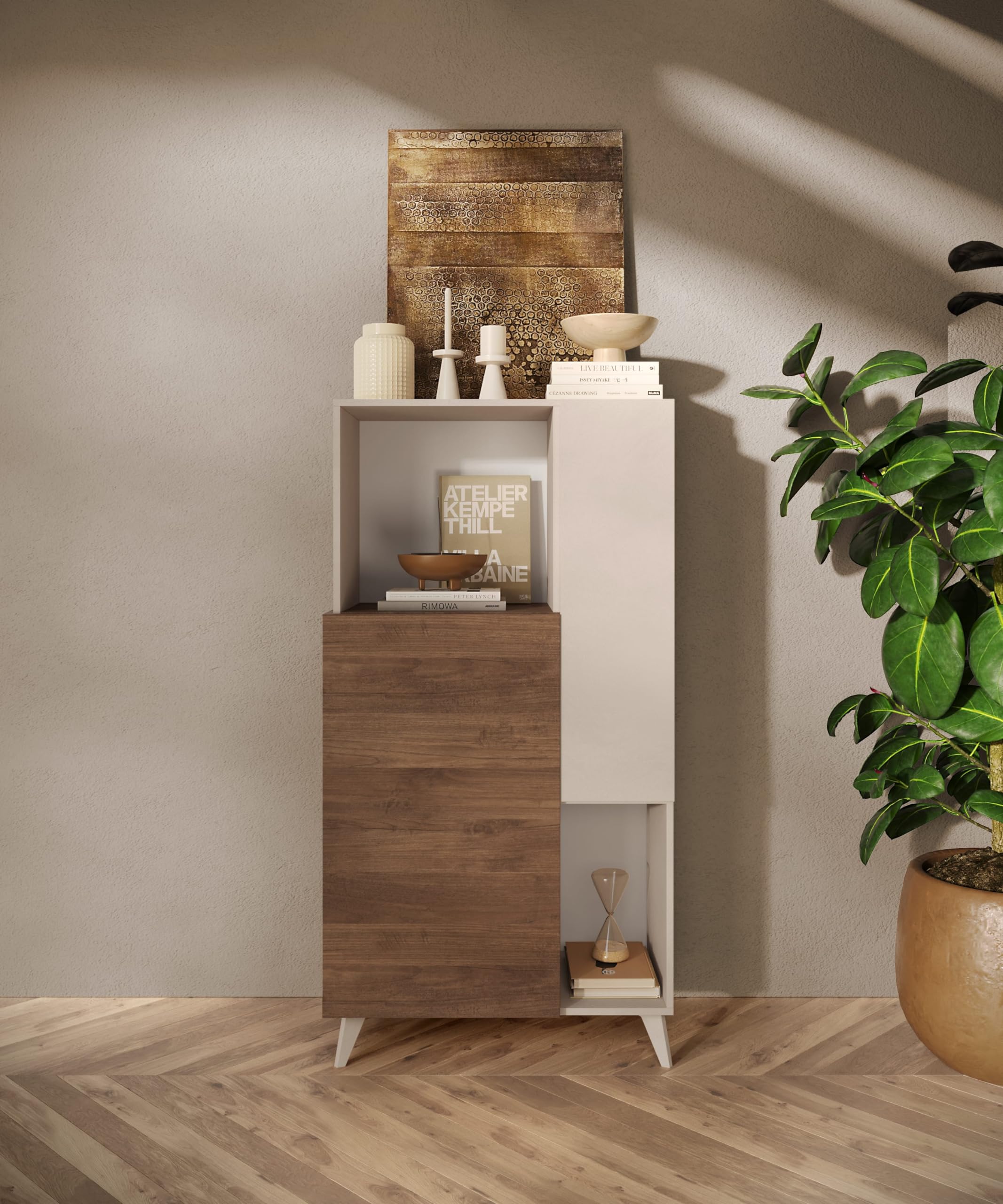 Web Convenienza Mobile contenitore a 2 Ante Made in Italy – Credenza Contenitore Collezione Riviera per Soggiorno Cucina Ingresso Sala Mobile Design moderno (Cashmere/Mercure)