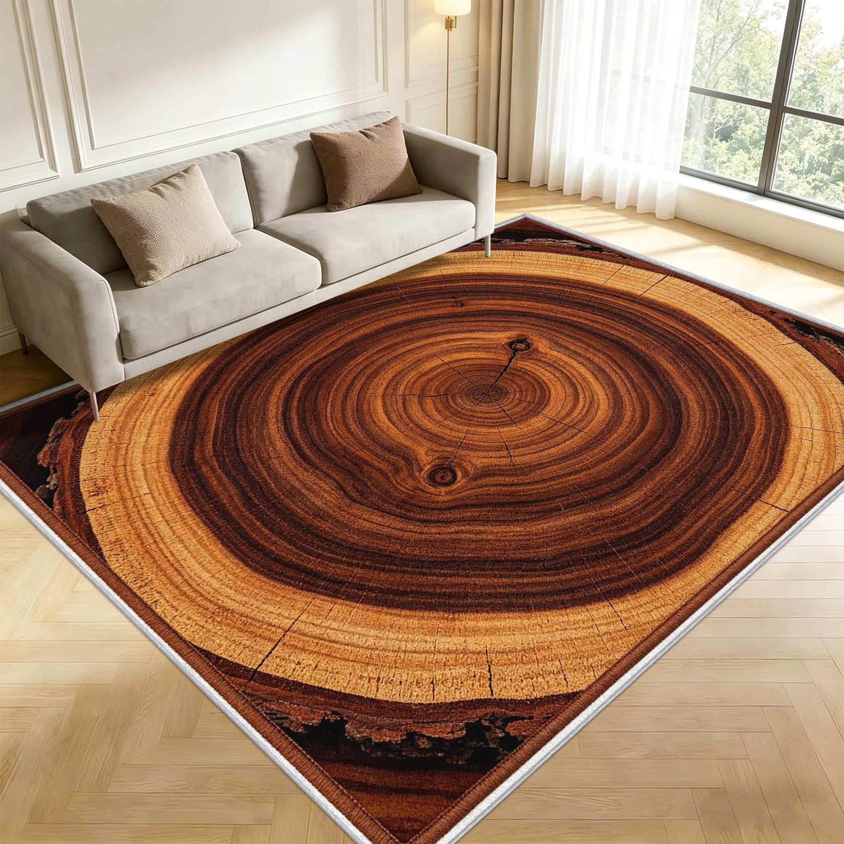 Tapis Salon 160x230cm Cernes des Arbres Impression HD 3D